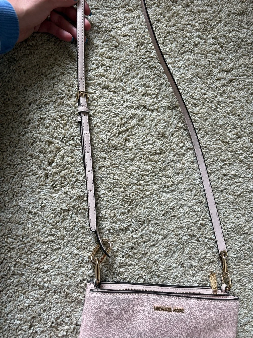 Michael Kors Light Pink Leather Crossbody Bag with Gold Hardware